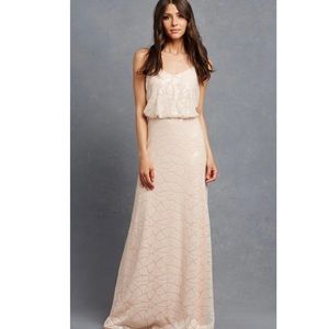 Donna Morgan Apricot sequin design draped dress
